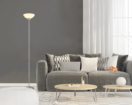 Globo Lighting Floor Lamp H180xW28cm with E27 Lamp Bulb Base Silver