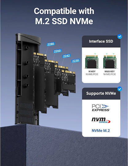 Ugreen Θήκη για Σκληρό Δίσκο M.2 SATA III NVME με σύνδεση Type-C