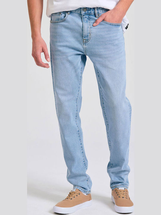 Ανδρικό Παντελόνι Τζιν Ελαστικό με Slim Tapered Εφαρμογή Γαλάζιο