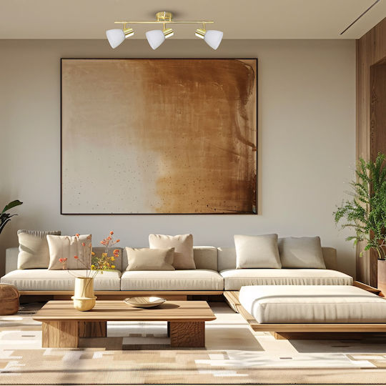 Eko Light Тройно Спот с Цокъл E14 в Златист Цвят