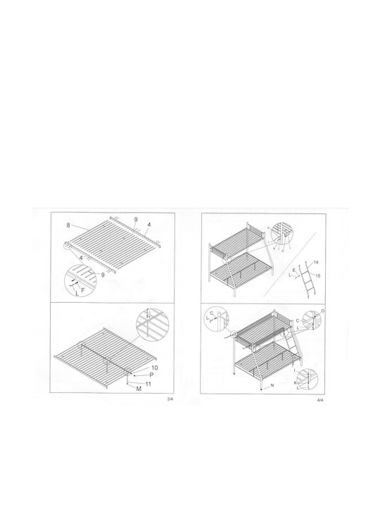 Pat pentru Copii Cușeta Semi Dublu Alb pentru Saltea 140x190cm