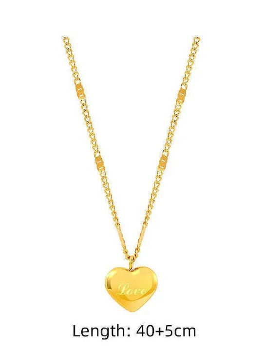 Charmy Necklace with design Heart from Gold Plated Steel
