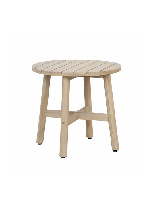 Round Side Table Lanai Made of Solid Wood Natural M50xL50xH48cm