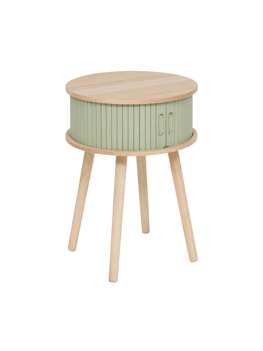 Round Side Table A-s Nysos Wooden Green L40xW40xH54cm.