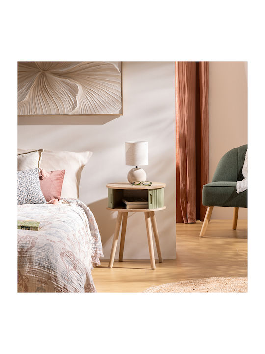 Round Side Table A-s Nysos Wooden Green L40xW40xH54cm.