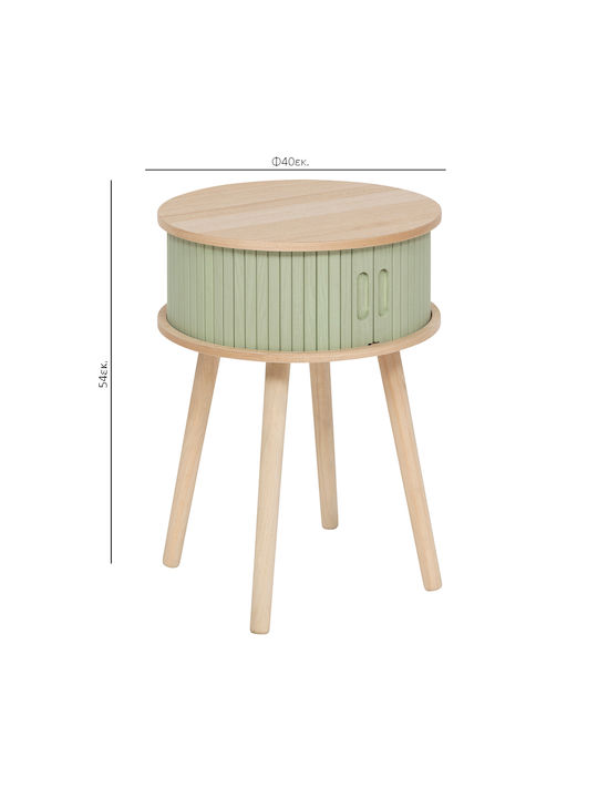 Round Side Table A-s Nysos Wooden Green L40xW40xH54cm.