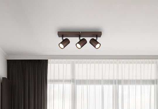 Globo Lighting Τριπλό Σποτ με Ντουί GU10 σε Καφέ Χρώμα