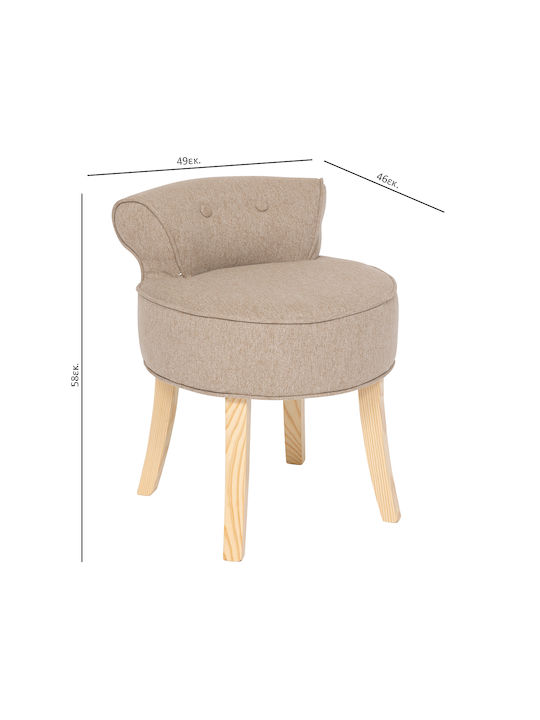 Σκαμπό Σαλονιού με Πλάτη Ξύλινο A-s Firmin Beige 46x49x58εκ.