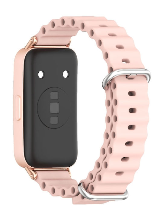 Huawei Band 8 9 Mijobs Marine Silicone Breathable Watch Band Ροζ+ροζ Χρυσό