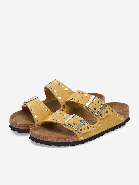 Birkenstock Arizona Rivets Δερμάτινα Σανδάλια Κίτρινα