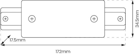 White Straight Connector Track Single-circuit + Central Power Supply