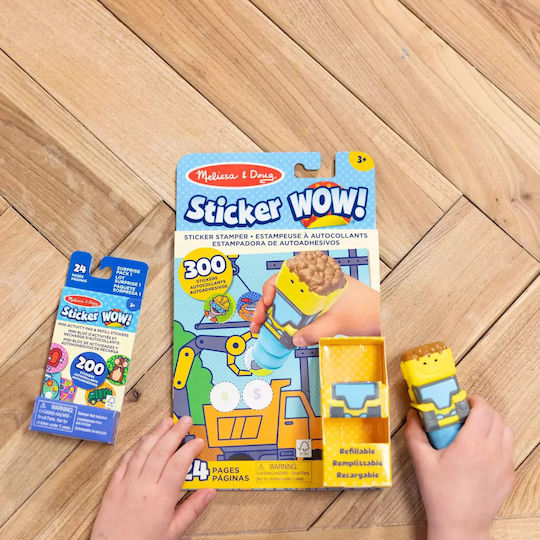 Melissa & Doug Children's Craft Sticker WOW! Activity Book with Sticker Stamp, Bulldozer for Children 3 Years Squash