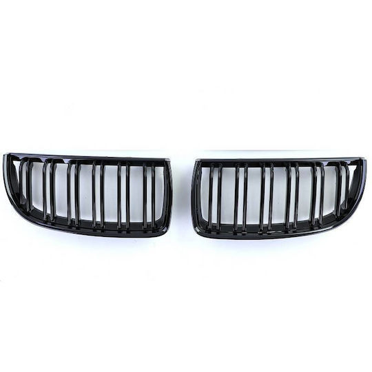 Mask Hearts BMW 3 E90 E91 05-08 M4 Look Double Grille Glossy Black 2 Pieces
