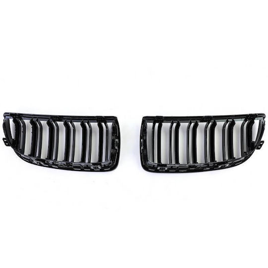 Mask Hearts BMW 3 E90 E91 05-08 M4 Look Double Grille Glossy Black 2 Pieces