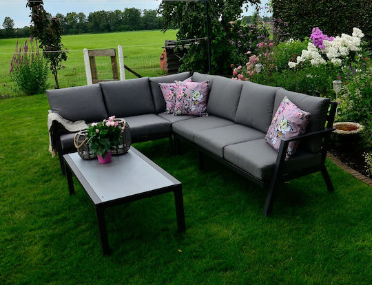 Living Room Set 2 Pieces Grey with Pillows Living Room Set 2 Pieces Grey with Pillows