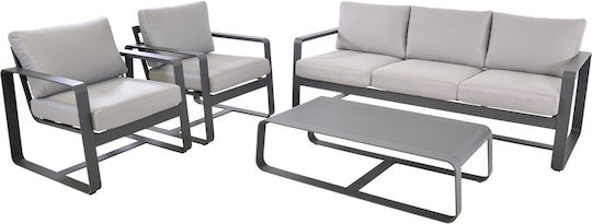 Amalf 4-Piece Outdoor Living Room Set Aluminum with Pillows