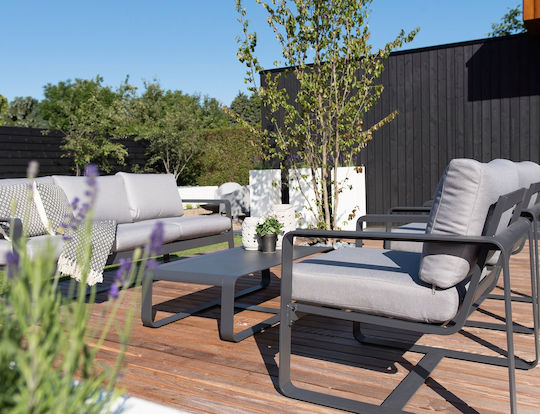 Amalf 4-Piece Outdoor Living Room Set Aluminum with Pillows