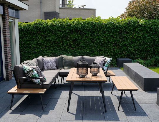 Arezzo 3-Piece Outdoor Living Room Set Gray with Pillows