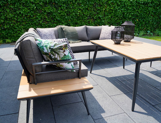 Arezzo 3-Piece Outdoor Living Room Set Gray with Pillows