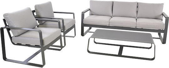 Amalf 4-Piece Outdoor Living Room Set Aluminum with Pillows