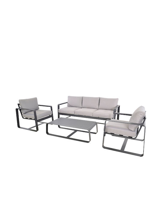 Garten- und Outdoor-Möbelsets Amalf 4 Stück Aluminium mit Kissen