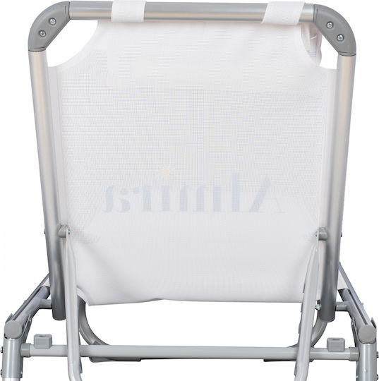 HomeMarkt Foldable Aluminum Beach Sunbed White with Pillow 188x58x33cm
