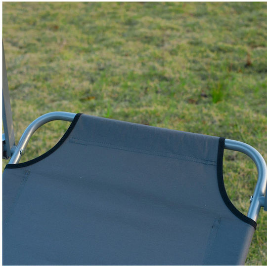Outsunny Foldable Metallic Beach Sunbed Gray with Shader 187x58x27cm