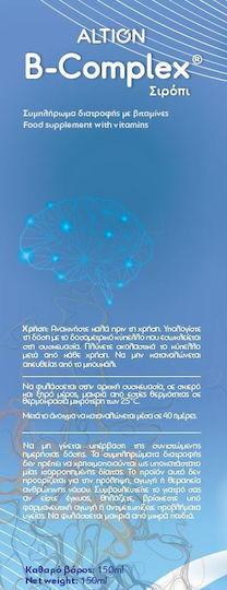 Altion B-Complex Syrup Βιταμίνη για Ενέργεια, Ενίσχυση του Ανοσοποιητικού & το Νευρικό Σύστημα Vanilla Cream 150ml