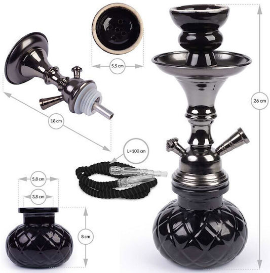 Narghilea Shisha Md All Black Single 1 Furtun - 26cm