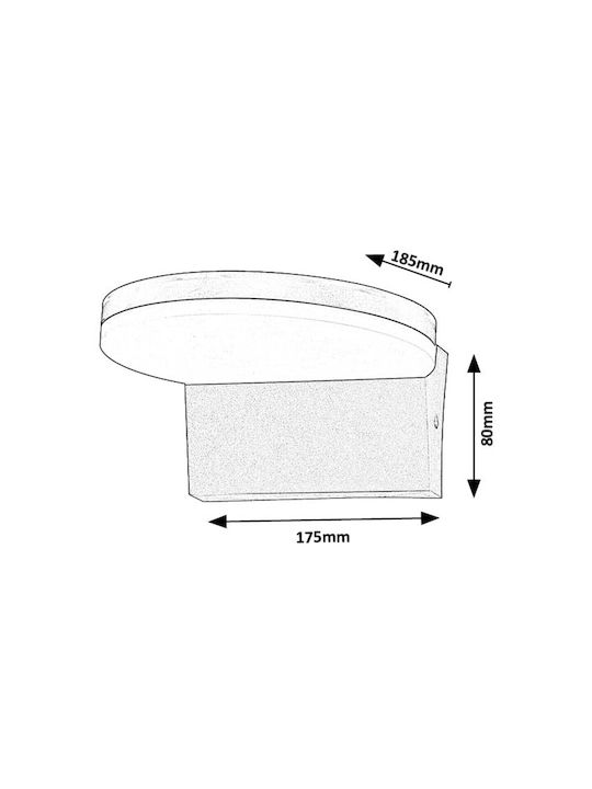 Rabalux Επιτοίχιο Εξωτερικό Φωτιστικό Καπέλου LED IP54 9W με Ψυχρό Λευκό Φως 17.5εκ.