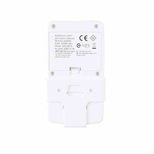 Eko Light LED Φωτιστικό Ασφαλείας Γραμμικό με Τροφοδοσία Μπαταρίας και Αισθητήρα Κίνησης