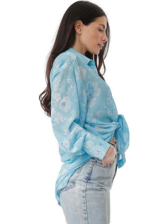 Women's Floral Long Sleeve Shirt Blue
