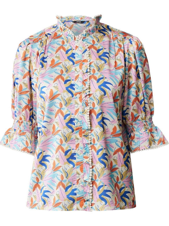 Κοντομάνικο Γυναικείο Πουκάμισο Multicolor Floral