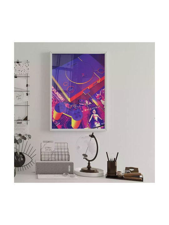 Gaming Poster Playstation X Gm016 21cm X 30cm Φυσικό Ξύλινο Κάδρο