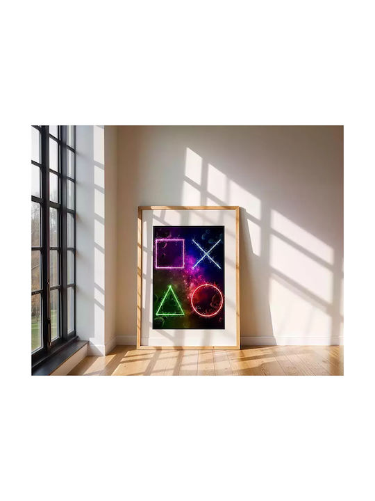 Gaming Poster Playstation Symbols Gm128 21cm X 30cm White Wooden Frame
