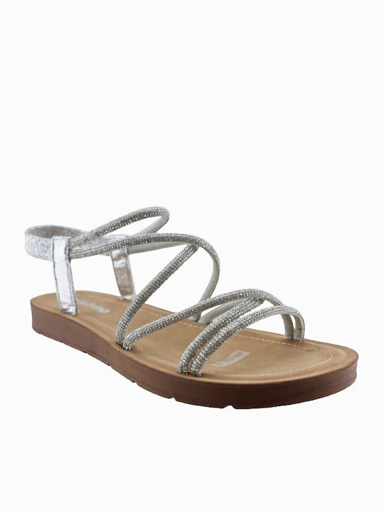Women's Flat Sandals in Silver Color