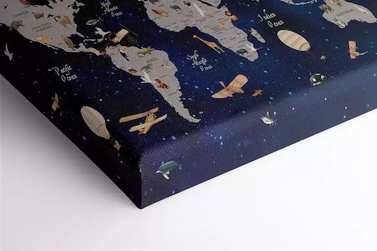 Kids Canvas Wall Painting Map 45x65cm