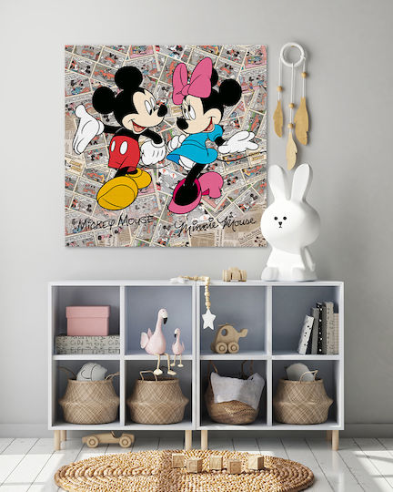Kids Canvas Wall Painting Mickey & Minnie 95x95cm