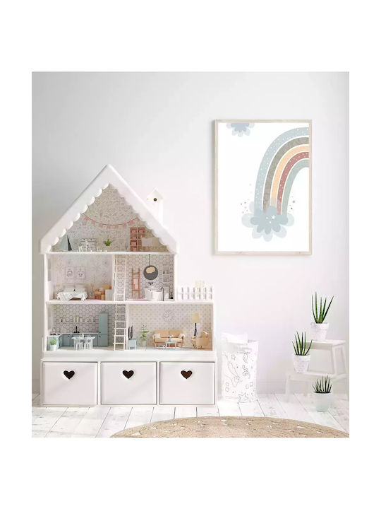 Kids Framed Wall Painting Blue Rainbow 30x40cm
