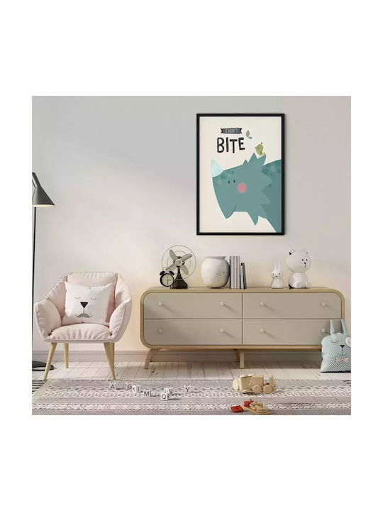 Kids Framed Canvas Wall Painting Dinosaur 32x32cm
