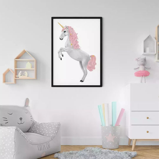 Kids Framed Plastic Wall Painting Unicorn 21x30cm