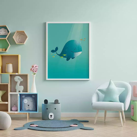 Kids Framed Plastic Wall Painting Whale 21x30cm