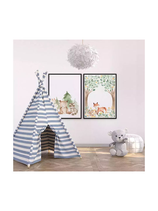 Tablou Copilăresc Animale ale Pădurii cu Ramă Albă din Plastic 21x30buc
