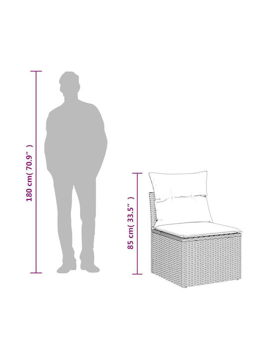 Two-Seater Outdoor Sofa Rattan with Cushions 55x55x69cm