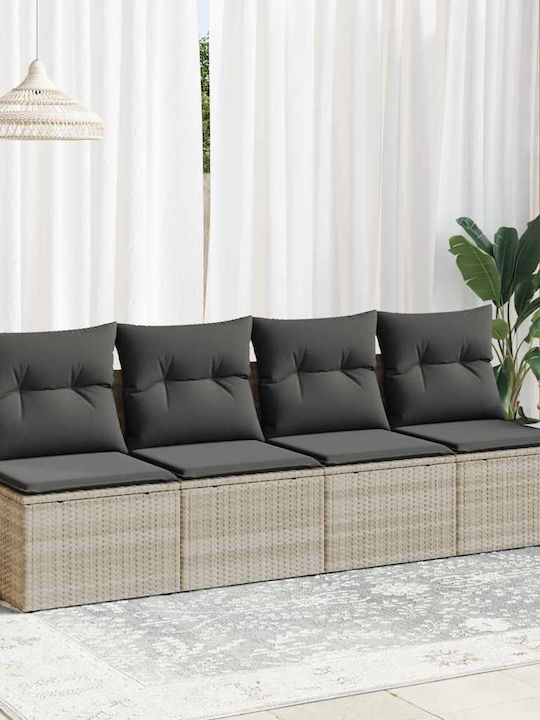 Two-Seater Outdoor Rattan Sofa With Cushions 55x55x69cm