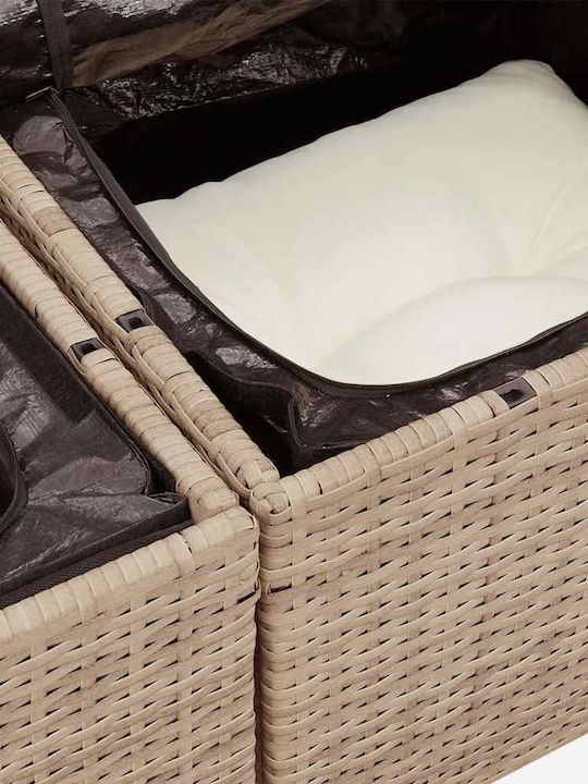 Corner Outdoor Sofa Rattan with Chest and Cushions 55x55x69cm