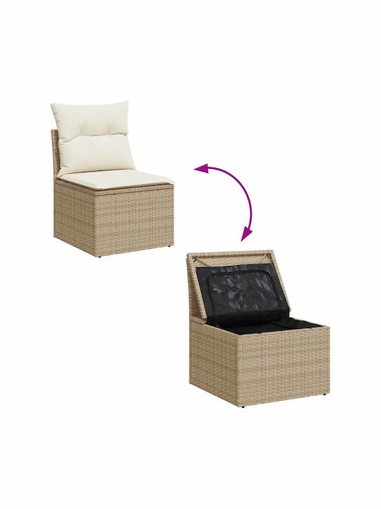 Corner Outdoor Sofa Rattan with Chest and Cushions 55x55x69cm