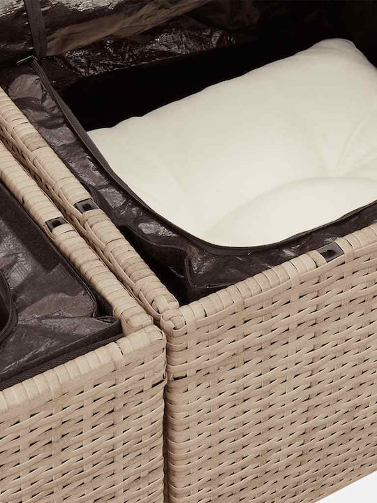 Corner Outdoor Sofa Rattan with Chest and Cushions 55x55x69cm