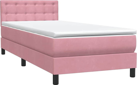 Ein Einzelbett Mit Stoff Rosa Mit Lattenrost Und Matratze 90x210cm