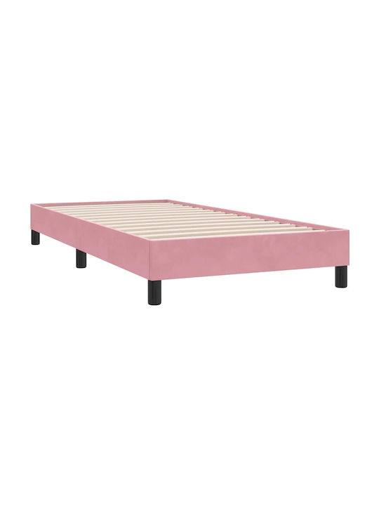 Ein Einzelbett Mit Stoff Rosa Mit Lattenrost Und Matratze 90x210cm